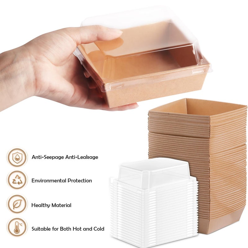 BUIYLV 50 Pack Charcuterie Boxes with Clear Lids, 4 Inches Brown Dessert Boxes To Go Disposable Mini Charcuterie Boxes for Cookie, Sandwich, Strawberry, Cupcake, Macaron, Cake Slice - Image 2